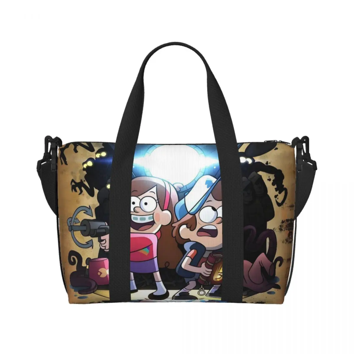 

Custom Gravity Falls Grocery Shopping Tote Bag Women Big Capacity Mystery Comedy Animated Movie Gym Beach Travel Bags