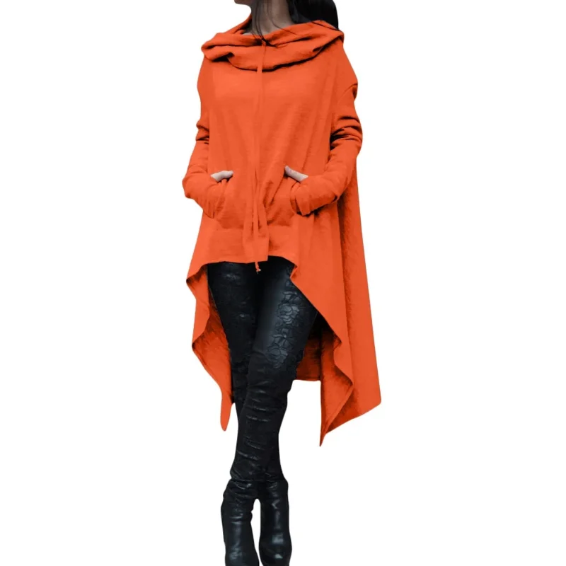 2024 Fashion Trends New European and N Pure Color Long Hoodie