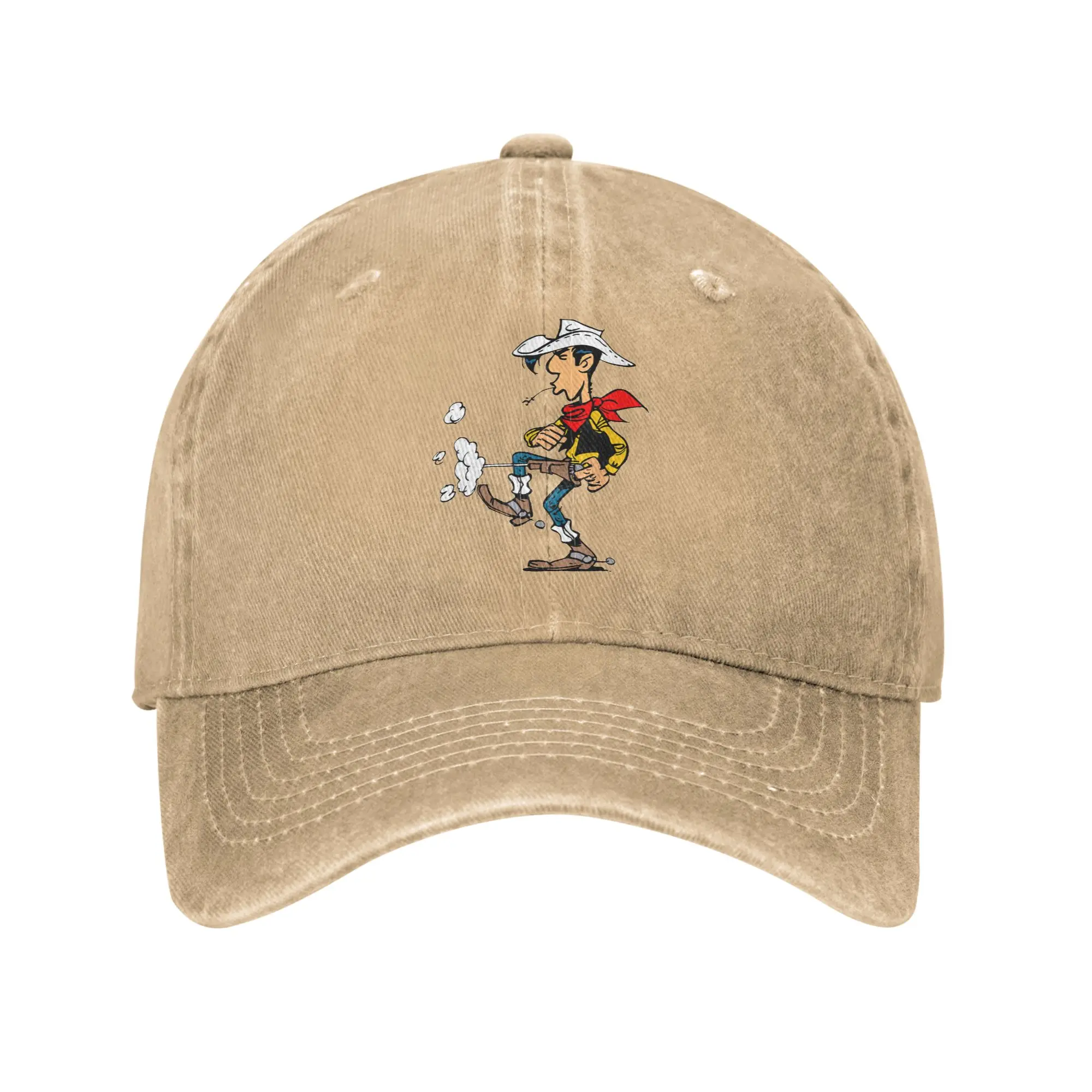 Boné Unissex Lucky Luke, Estilo Cartoon, Boné Desgastado e Lavado, Vintage, Para Todas as Estações, Boné Snapback