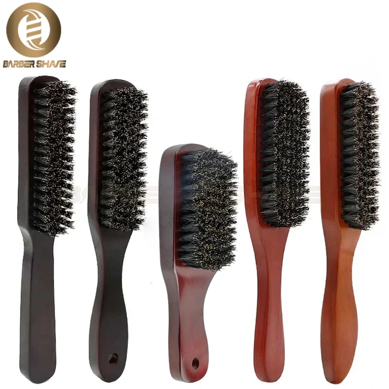 Professional Natural Boar Bristle Beard Brush Men Facial Hair Cleaning Brush Hairdresser Shaving Tools Beard Mustache Hairbrush