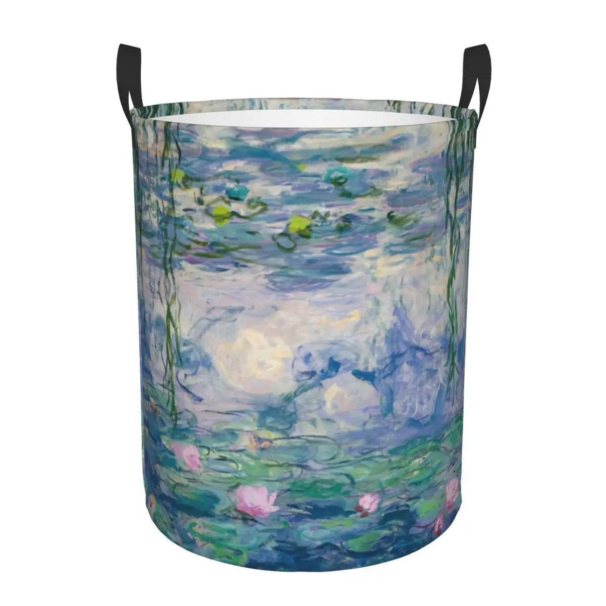 Water Lilies Claude Monet Fine Art Laundry Basket Collapsible French Painter Art Clothes Hamper for Baby Kids Toys Storage Bin