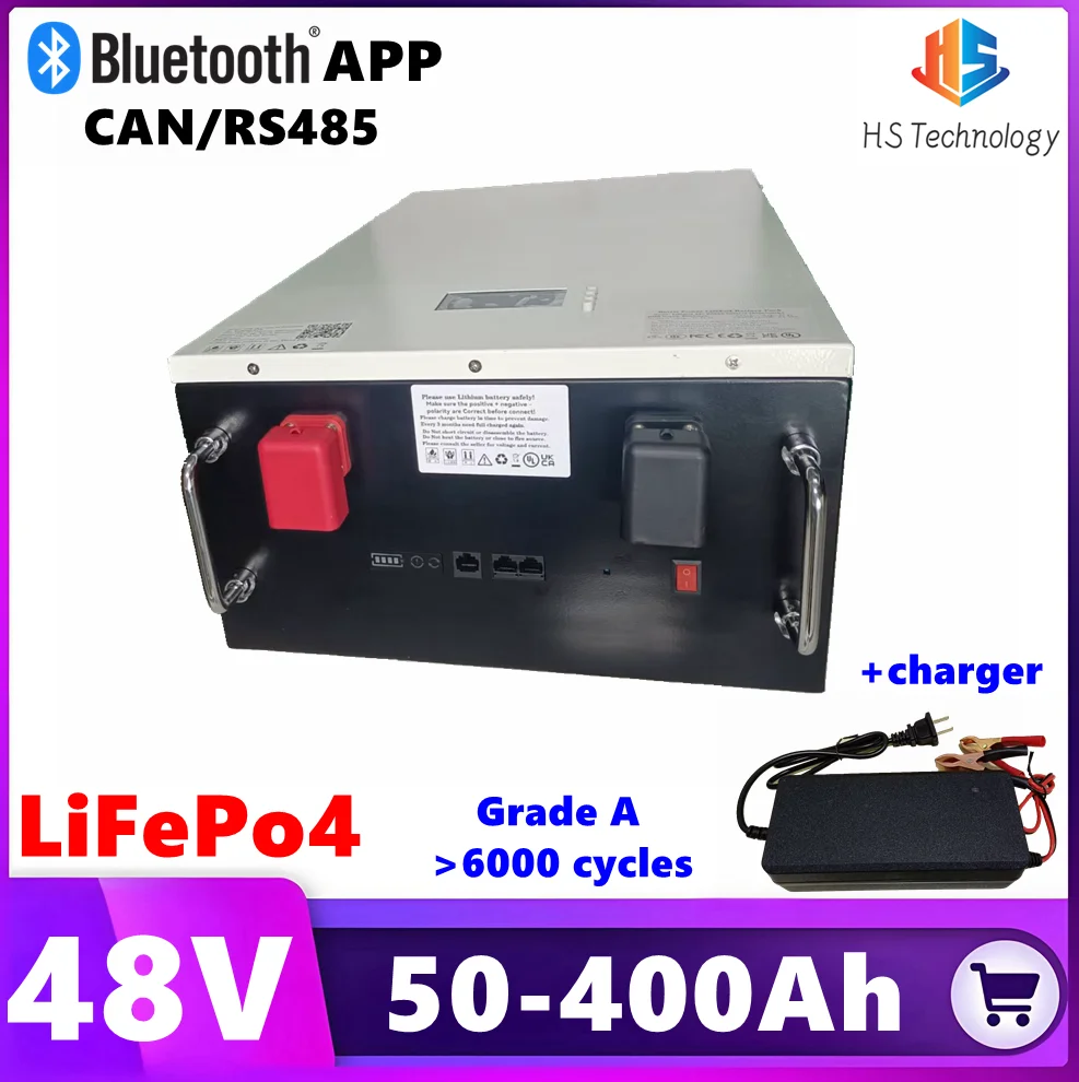 

48V 200AH LiFePO4 Battery deep cycle 150Ah 100AH 250AH 300AH 400Ah with for Solar energy PV Inverter Portable Backup Power