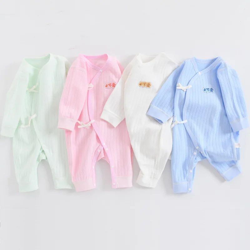 0-12 Months Baby Clothes Lace-up Onesie High-quality Pure Cotton Spring Autumn Climbing Romper Newborn Baby Underwear Pajamas