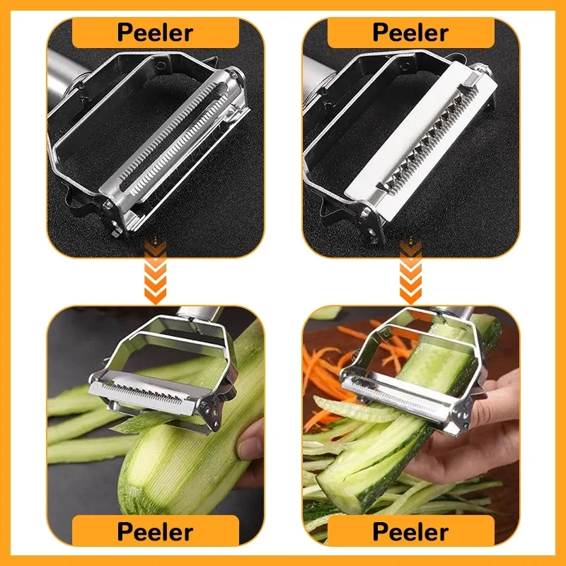 Stainless Steel Vegetable Fruit Peeler Kitchen Multifunction Melon Double-Head Peeler Home Potato Slicer Shredder Carrot Peeler