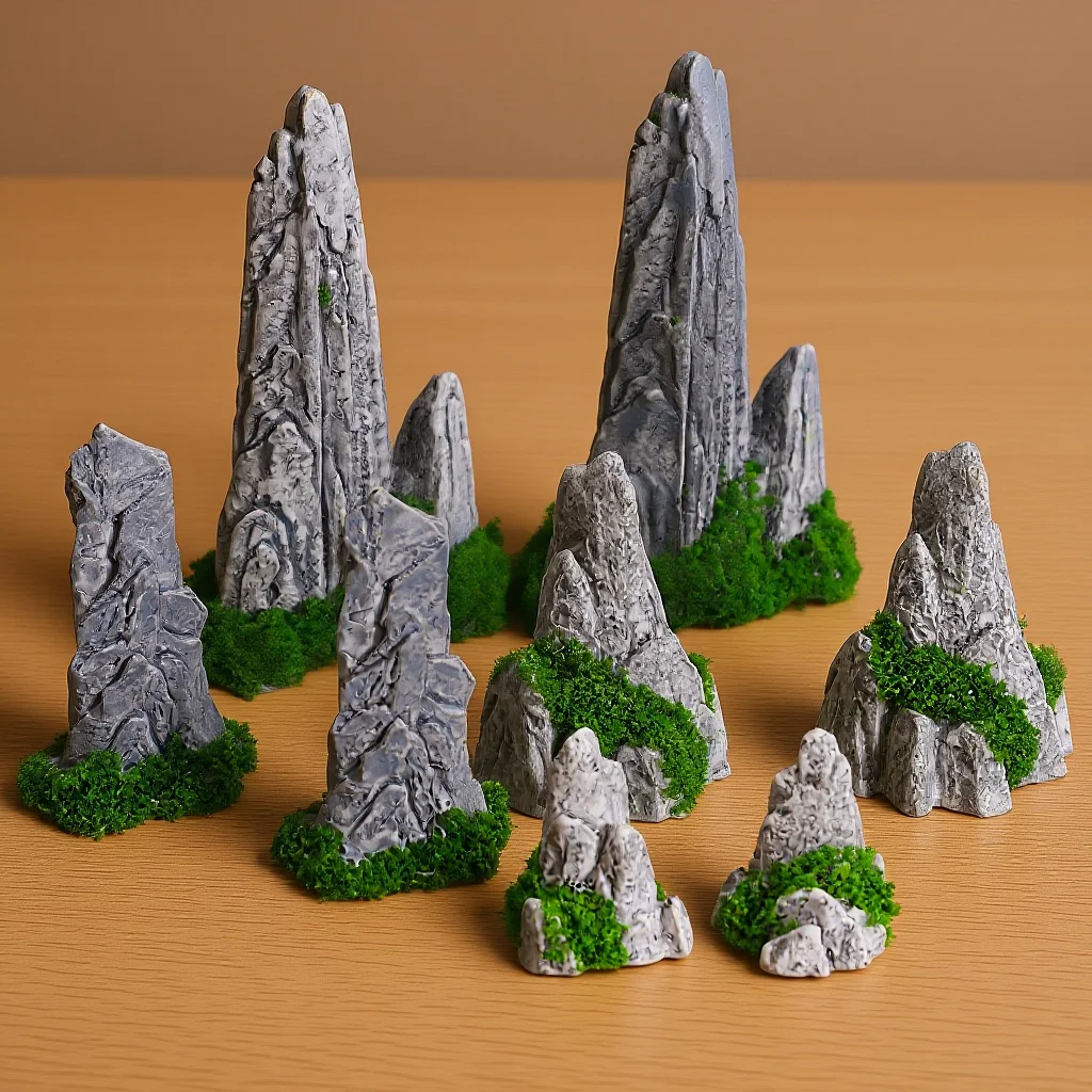 

Micro Landscape Rockery Set 8 Pcs Simulated Bonsai Landscaping Decor for Home Garden Outdoor Mountain Ornament Decoration