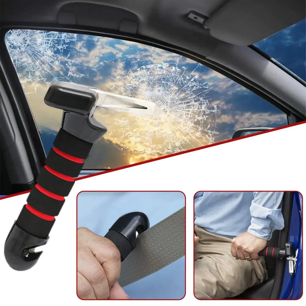 Car Door Handle Armrest Broken Window Escape Safety Non-Slip Hammer Assist Car Handle Auto Grab Cane Aid Ergonomic Bar Supp A0R4