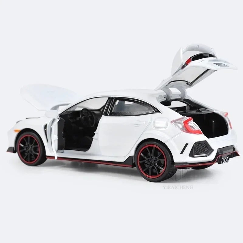 1:32 HONDA CIVIC TYPE-R Diecasts Car Model Toy Vehicles Metal Model With Sound Light Collection Toys For Children Christmas Gift