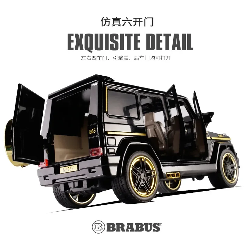 1:24 BRABUS Benz G65 refit Metal Diecast Toy Car Model High Simulation Toy Vehicle With Sound And Light Pull Back Car Gifts A21