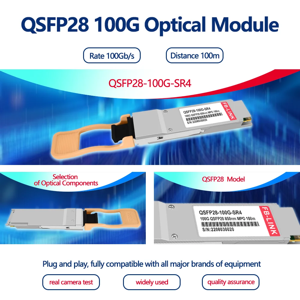 2025 New 100G QSFP28 850nm 100m SR4 MPO/MTP MMF 100g Optical Transceiver Module for Cisco Mellanox huawei Arista Intel Switch
