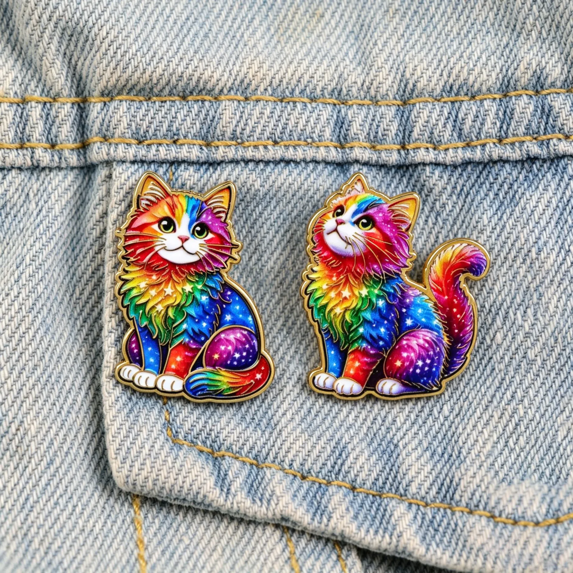 Rainbow Galaxy Cat Enamel Pin Cute Colorful Animal Brooch for Backpacks Jackets Jewelry Clothing Decoration Gift