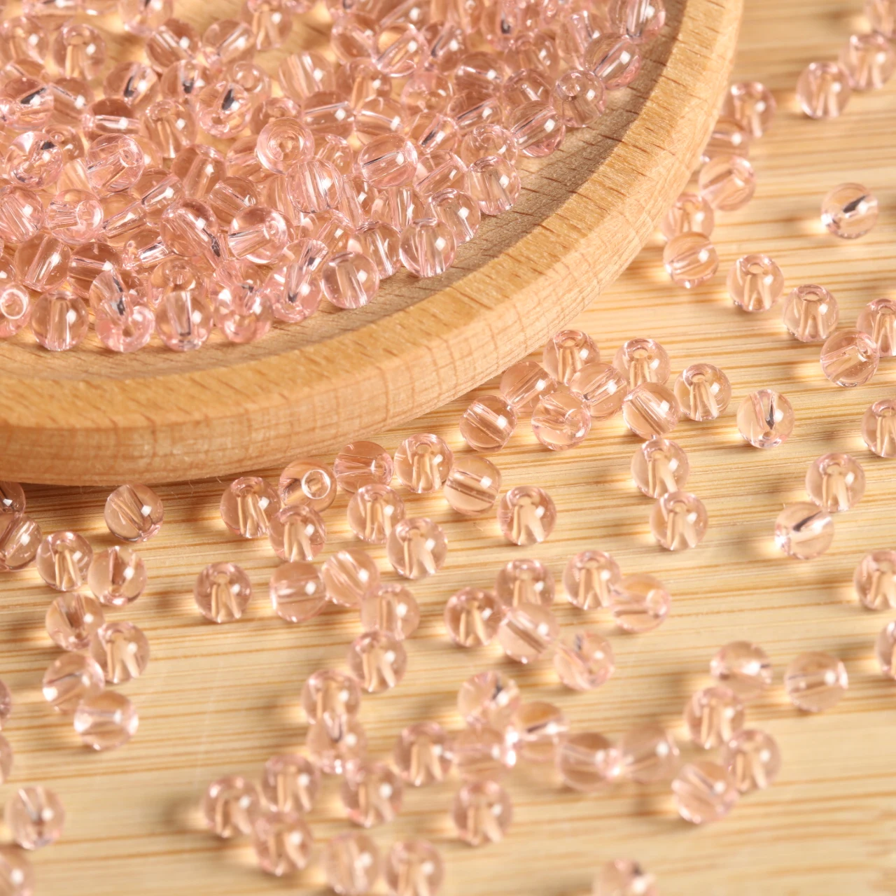 200pcs 4mm Transparent Light Pink Round Glass Beads Loose Spacer Beads For Diy Bracelet Necklace Earring Jewelry Making Supplies