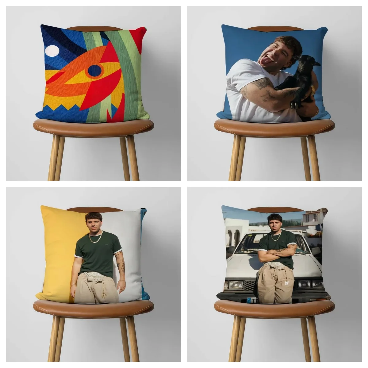 Capa de Almofada Quevedo Rapper Espanhol, Impressão 2D Dupla Face, Capa de Almofada de Poliéster Macio para Decoração de Casa, Sofá, Quarto e Carro