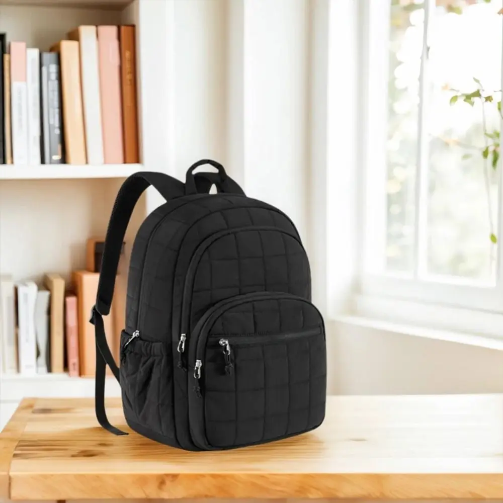 Creative Travel Backpack Quilted Plaid Waterproof Students School Bags Fashionable Solid Color College Student Backpack Travel