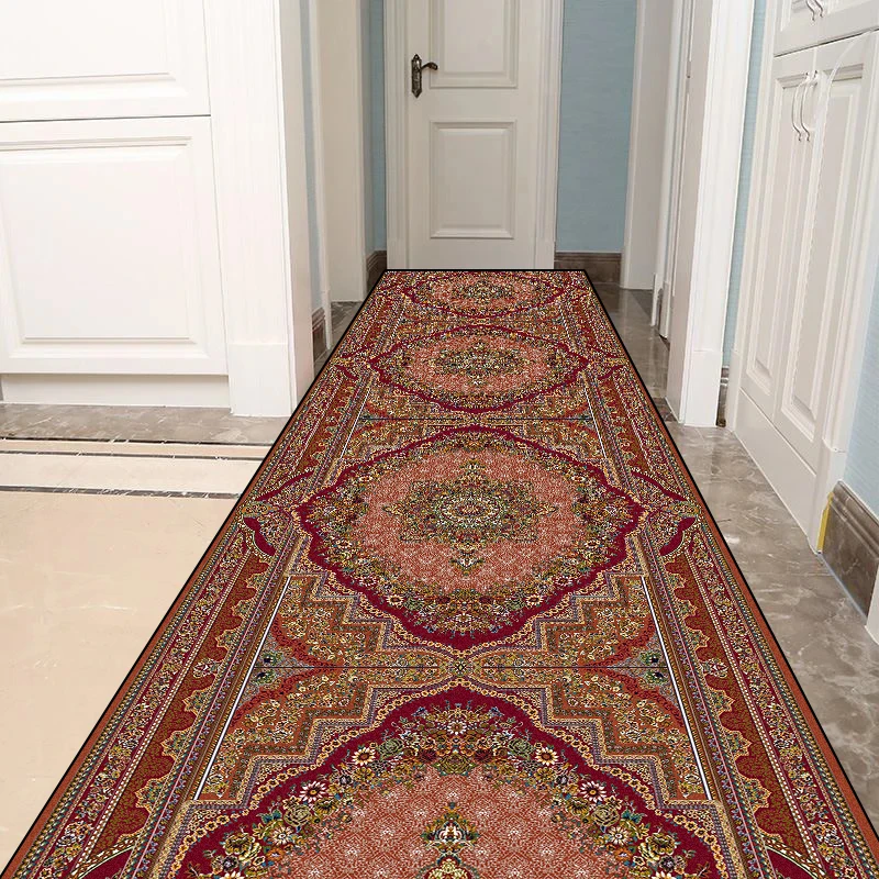 Persian Style Living Room Hall Carpet Long Hallway Corridor Rugs Non-slip Stairs Decor Runner Rug Kitchen Mat Size Customized