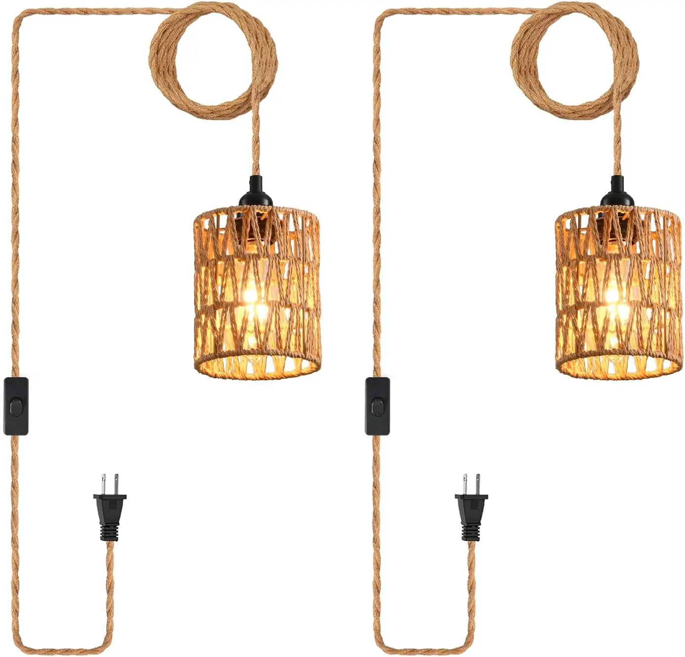 

Plug in Pendant Light, Industrial Hanging Light with Cord, On/Off Switch, Farmhouse Lamp for Dining Room