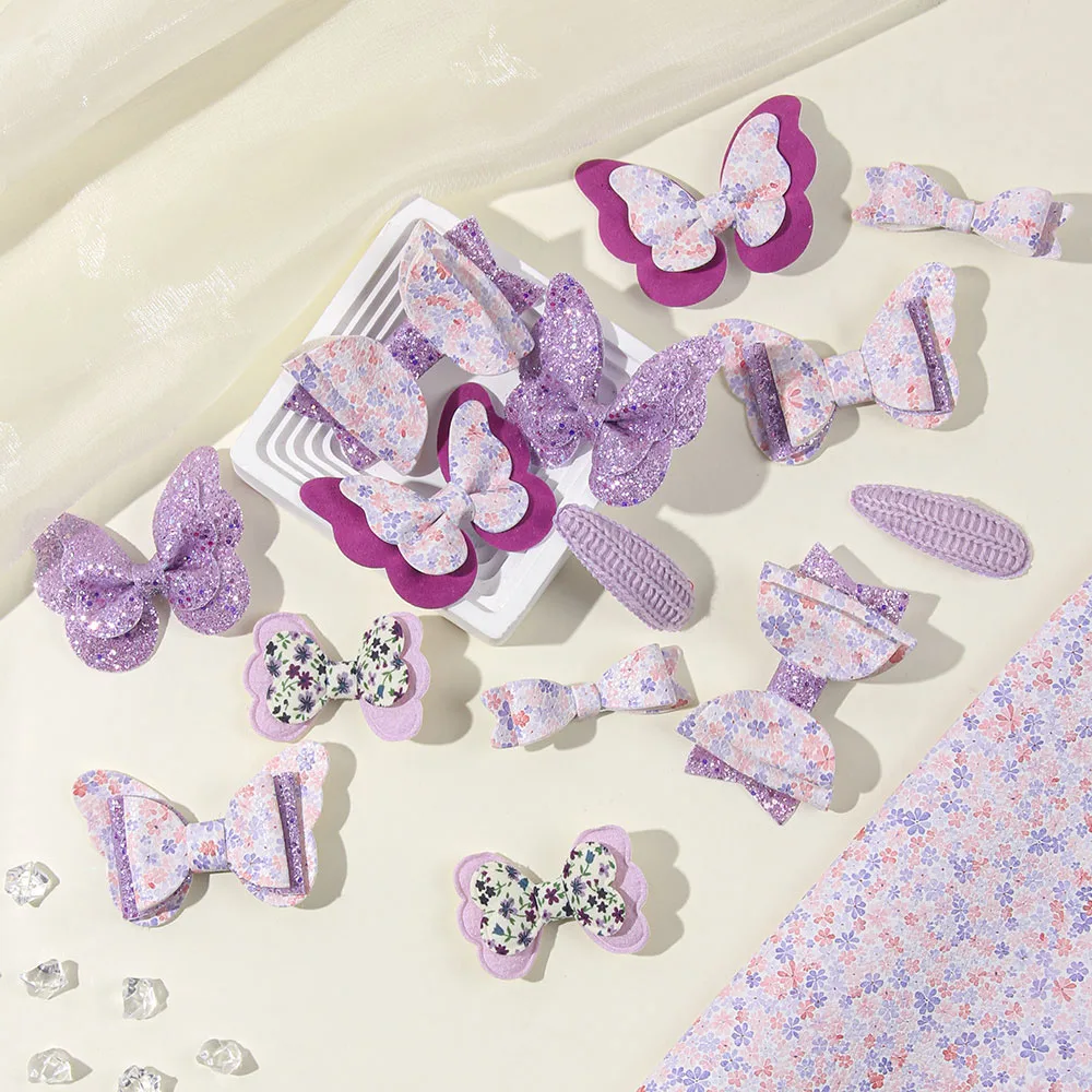 4가지 스타일의 나비 머리핀, 아이들용 리본 헤어핀, 정교한 소녀 패션 귀여운 화려한 바레트 클립, 프린트된 아기 헤어 액세서리