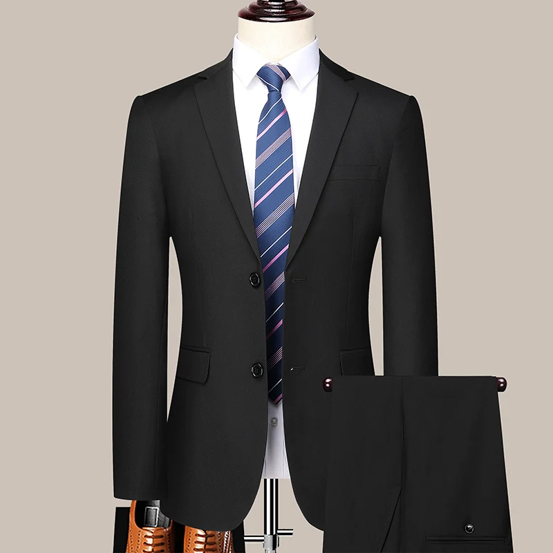 Two-button Suit for Men (suit + Trousers) 2024 New Handsome Slim-fit Business Professional Work Formal Two-piece Set  S-6XL