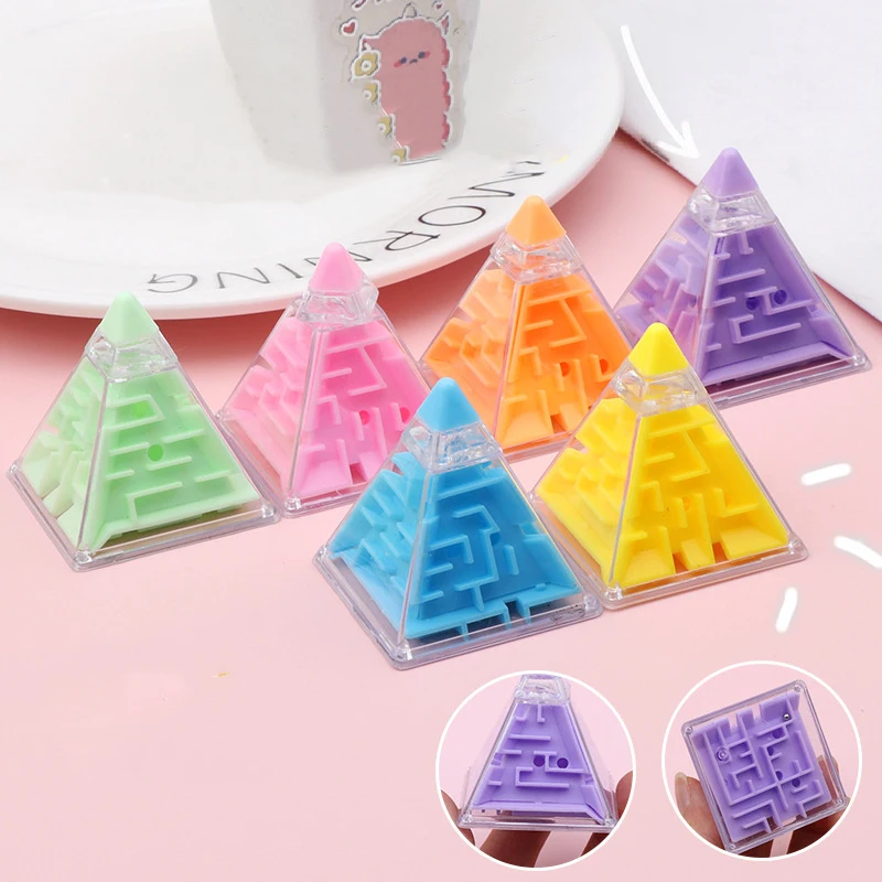 

2 Pcs Creative 3D Three-dimensional Pyramid Maze Walking Beads Kids Puzzle Cube Roller Ball Children Concentration Training Toys