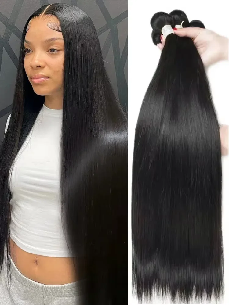 

Bone Straight Hair 30 40 Inch 100% Virgin Unprocessed Natural Human Hair Bundles Deal Brazilian Remy Hair Extensions For Women
