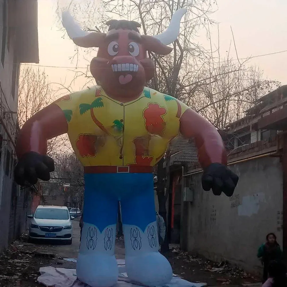 Dibujos animados de toro inflable gigante de 20 pies para eventos publicitarios decorar dibujos animados inflables Rodeo Bull Animal venta