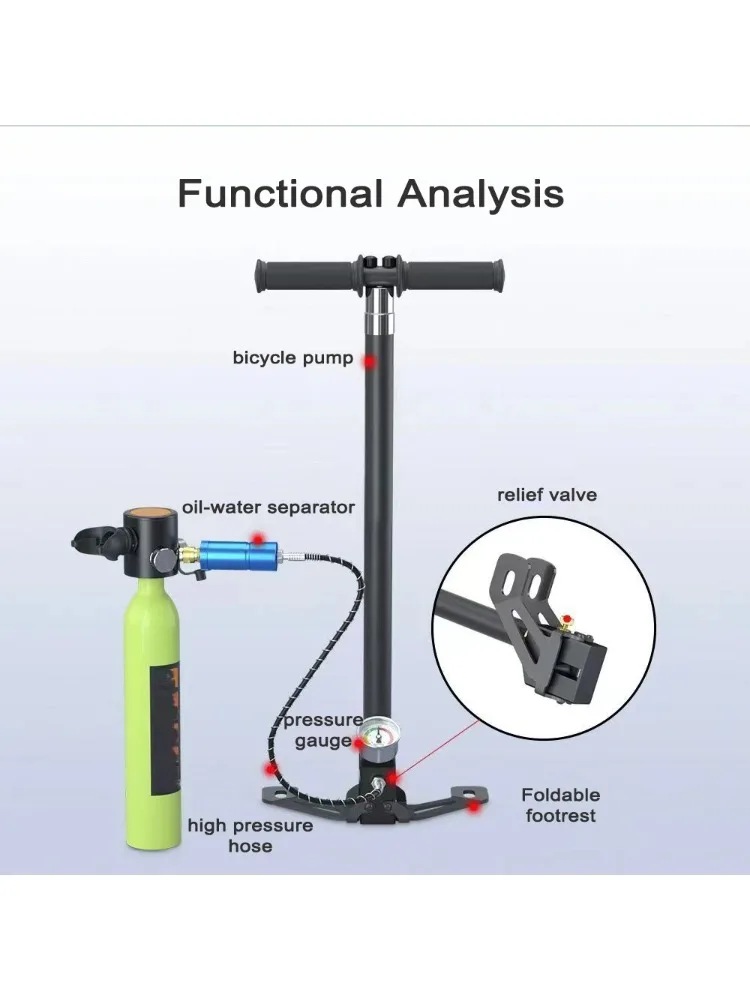 AliExpress LIXADA High Pressure Pump Folding Water Cooled Manual Pump PCP Air Compressor 40MPA with Oil-Water Separator