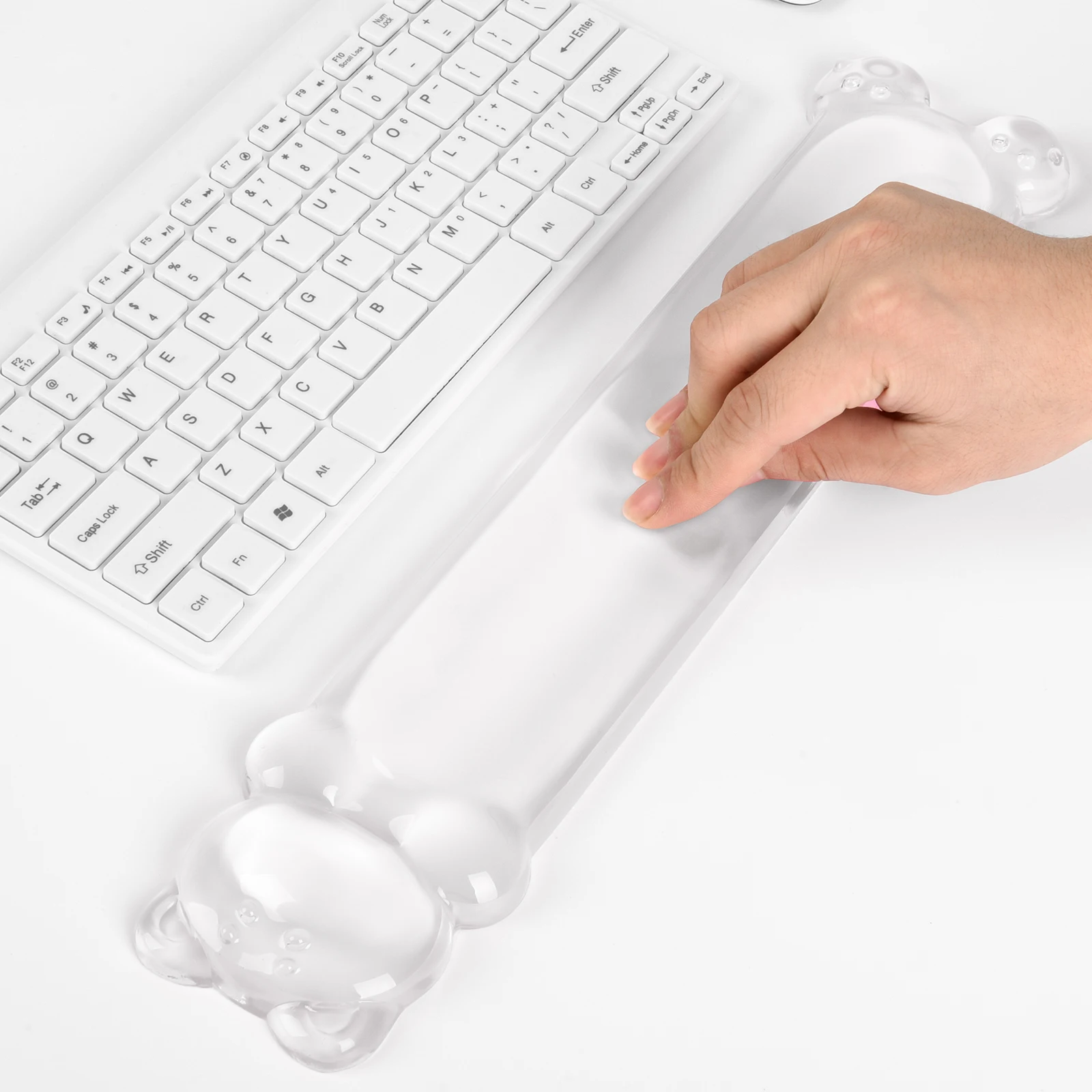 

Cute Bear Long Mouse Keyboard Support Wrist Rest Non-slip Silicone Transparent Desktop Office Game Console Mouse Wrist Silicone