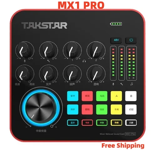 

Takstar MX1 PRO Mixer Webcast Sound Card Adjustment knobs for entertainment webcast,inﬂuencer marketing webcast