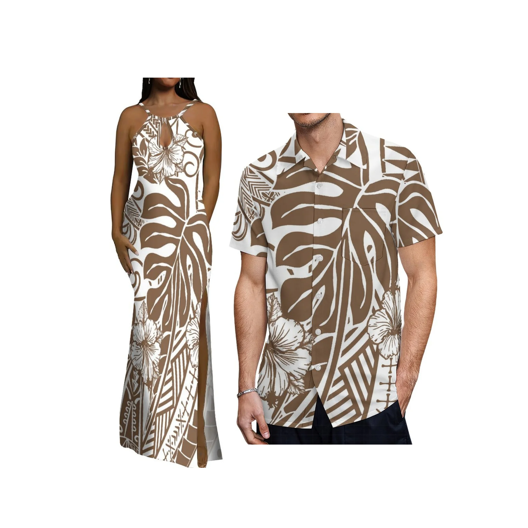 Summer Sleeveless Sling Strap Dress Samoan Island Design Evening Dress Custom Women Maxi Slit Gowns Tonga Polynesian Dress - view 3