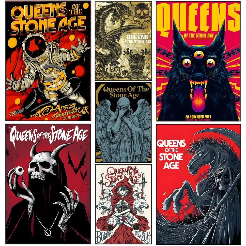 Band Q-Queens Of The Stone Age Poster Stylized Art Textured Canvas Mural For Bedroom Living Room Interior Wall Decoration