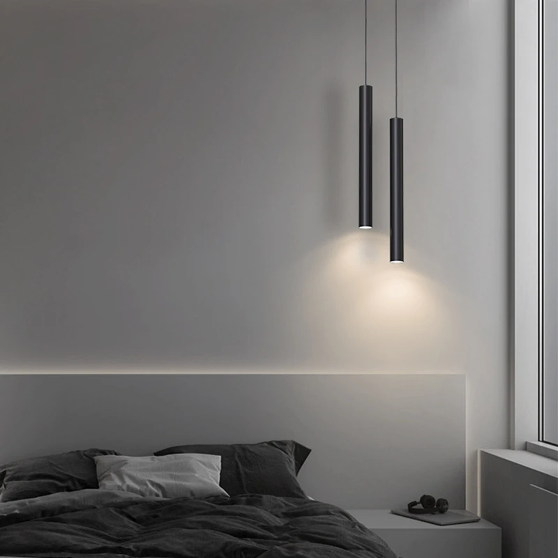 Modern Minimalist Pendant Lights Nordic Simple Living Room Bedside Lighting LED Cylindrical Long Tube Long Small Light Fixtures