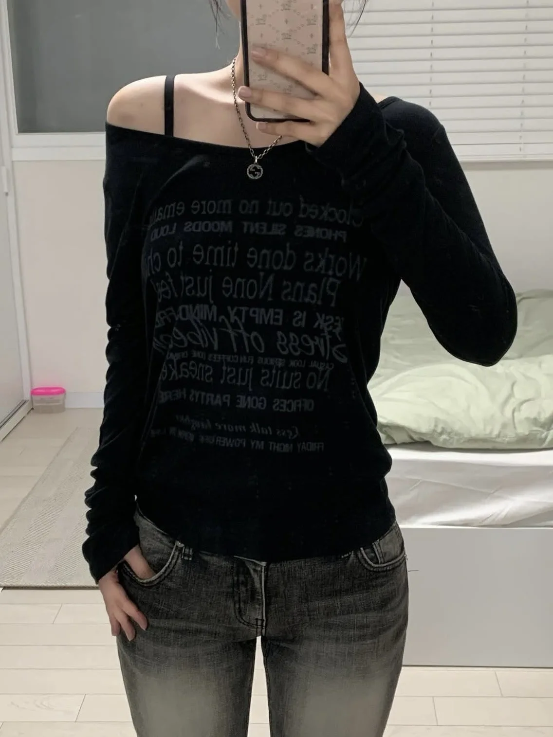 

Женская футболка Boheseo с винтажным эффектом, выцветшим буквенным принтом, длинным рукавом и круглым вырезом, универсальная, удобная, дышащая, для повседневной носки.