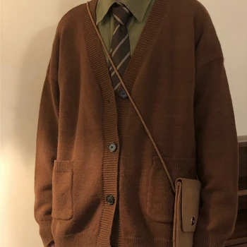 남성용 레트로 심플 가디건, 따뜻한 V넥 단색 포켓, 미국 스타일, 남성 뜨게 캐주얼 데일리, 가을 겨울 