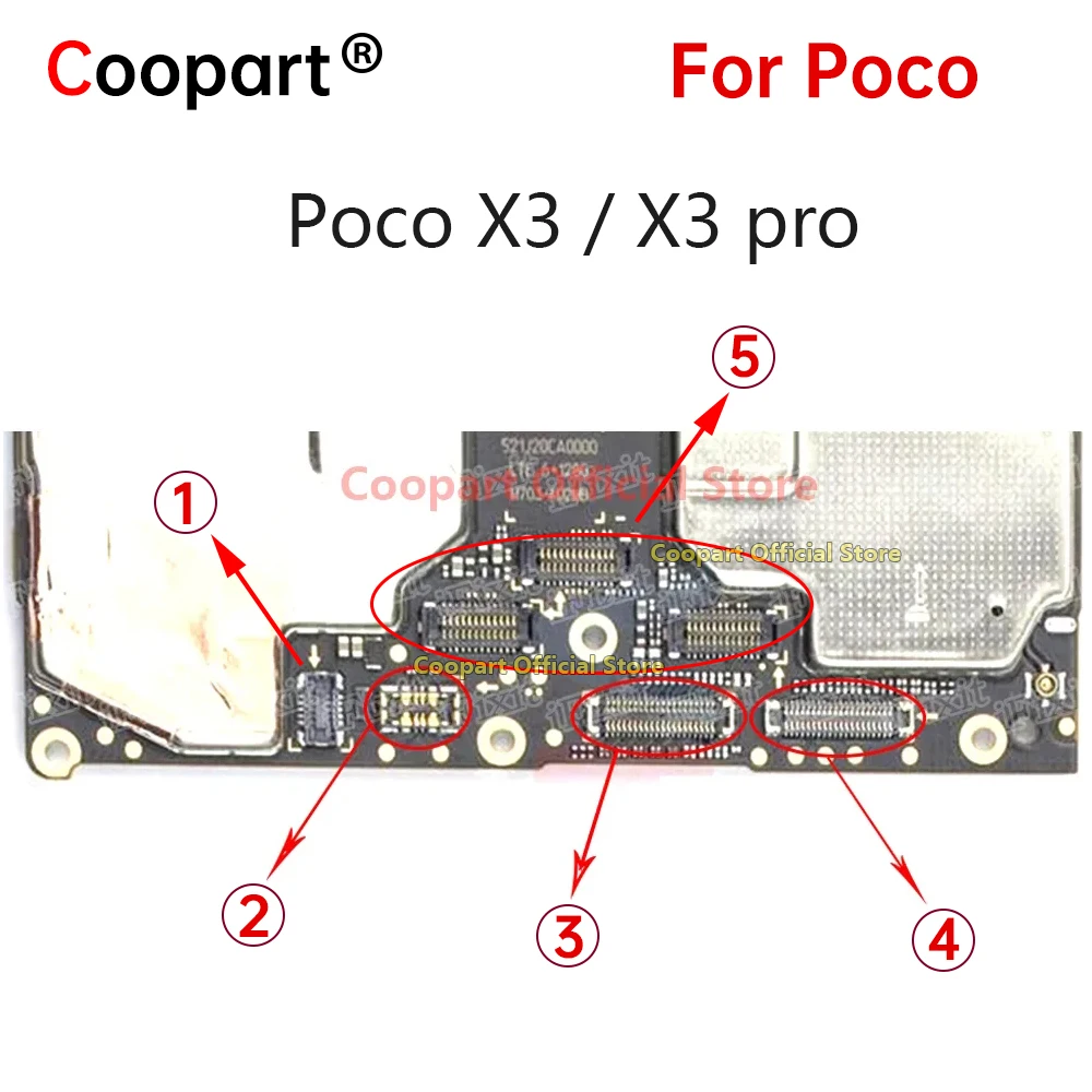 2 szt. Złącze FPC ekranu LCD do Xiaomi POCO X3 / X3 Pro, wtyczka kontaktowa ładowania USB, złącze baterii