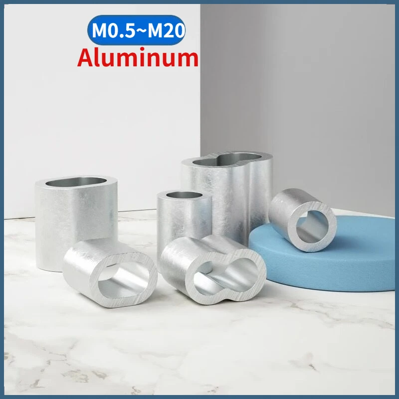 Aluminum Wire Rope Crimp Fixed Sleeve Fixing Clip Oval 8-type Wire Ferrules Cord Lock Aluminum Cable Stopper Crimp Rope Hardware