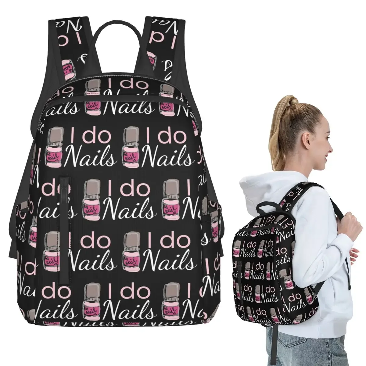 

I Do Nails Fingernail Manicure Studio Backpack Student Boys Girls BookBag Children School Bag Computer Shoulder Bags