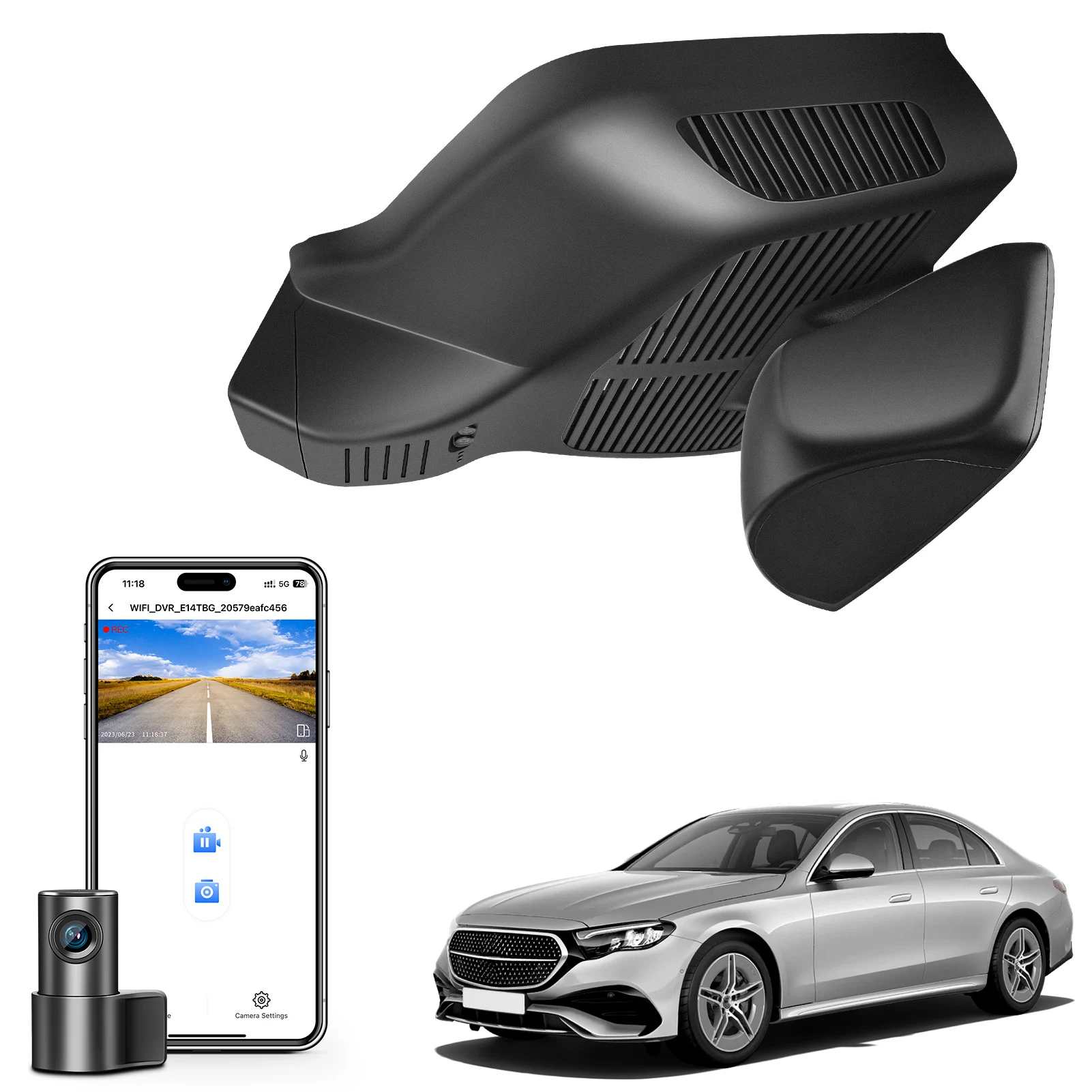 كاميرا مانجل 4K داش أمامية وخلفية لسيارة Mercedes-Benz E-Class Gen6 W214 2024-2026 AMG E53 2025+ مسجل سيارة GPS Wifi APP DashCam #1