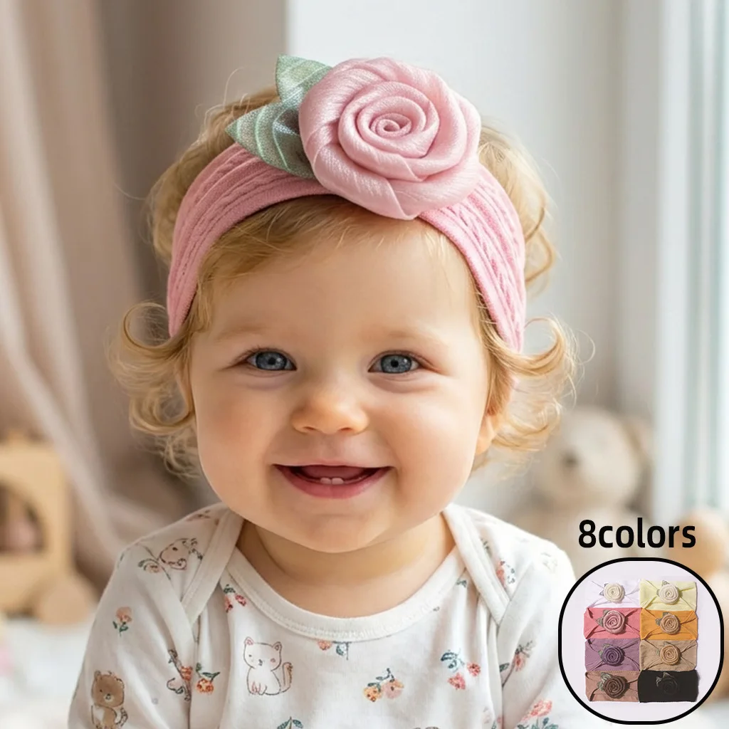 

Новая жаккардовая повязка на голову для малышей, мягкий широкий платок с розами для младенцев, милый аксессуар для волос для маленьких принцесс