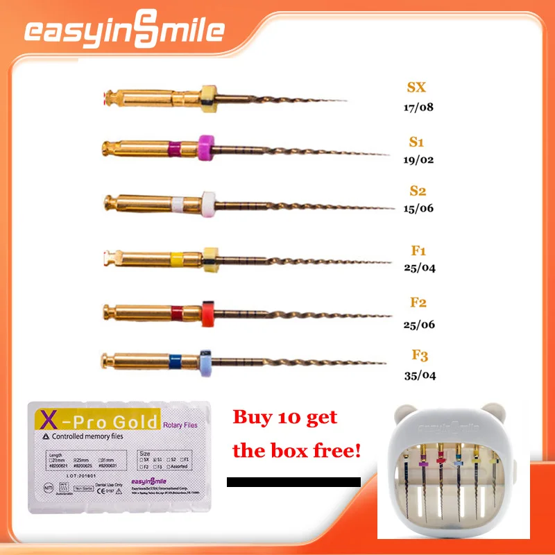 

6 шт. эндофайлы, эндодонтические эндодонтические файлы для корневых каналов, золотые стоматологические файлы X-Pro, большие конические файлы S1 S2 SX F1 F2 F3 21/25/31
