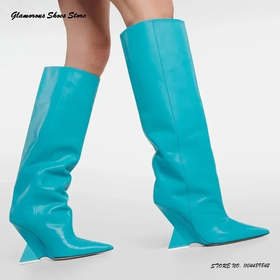 

Кожаные сапоги до колена в уличном стиле. Женские сапоги до колена с острым носком в необычном стиле. Весенне-осенние модные современные ботинки на подтяжке.