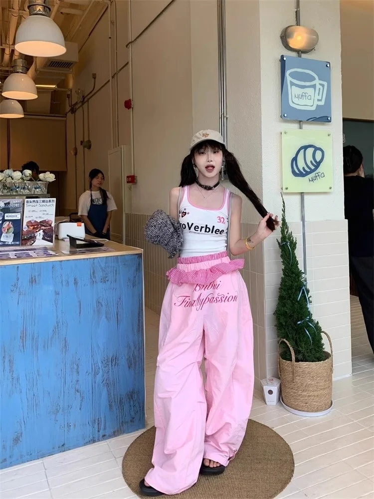 アメリカンハイストリートスパイシーガールナイフルーズ軽量カジュアルパラトルーパーパンツ女性夏ジャズダンススポーツパンツ