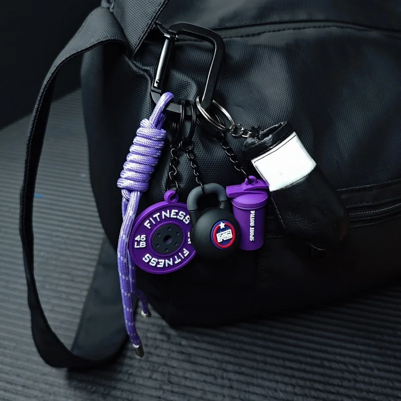 Neue Leder Boxhandschuhe Schlüsselanhänger Set Mini Fitness Kettlebell Langhantelplatten Schlüsselanhänger Luxus Taschenanhänger für Sportbegeisterte – Detail 9