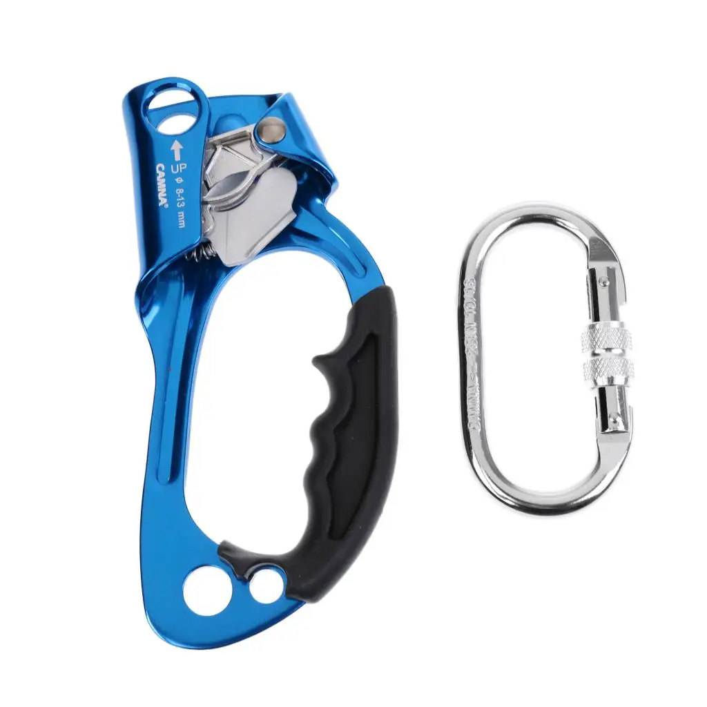 

Right Hand Ascender with Carabiner Rock Climbing Equipment Fits for 8mm-13mm Rope