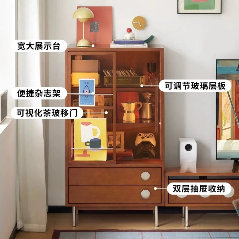 retro living room locker medieval household bucket cabinet integrated storage storage display cabinet against the wall