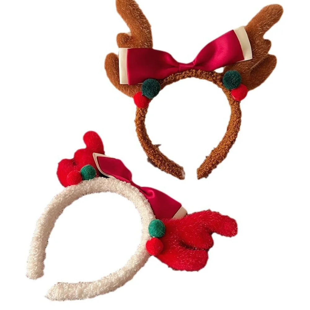 Christmas Headband Female Cute Plush Elk Hair Hoop Headtop Deer Antlers Head Hoop Gingerbread Man Face Wash Hair Hairpin