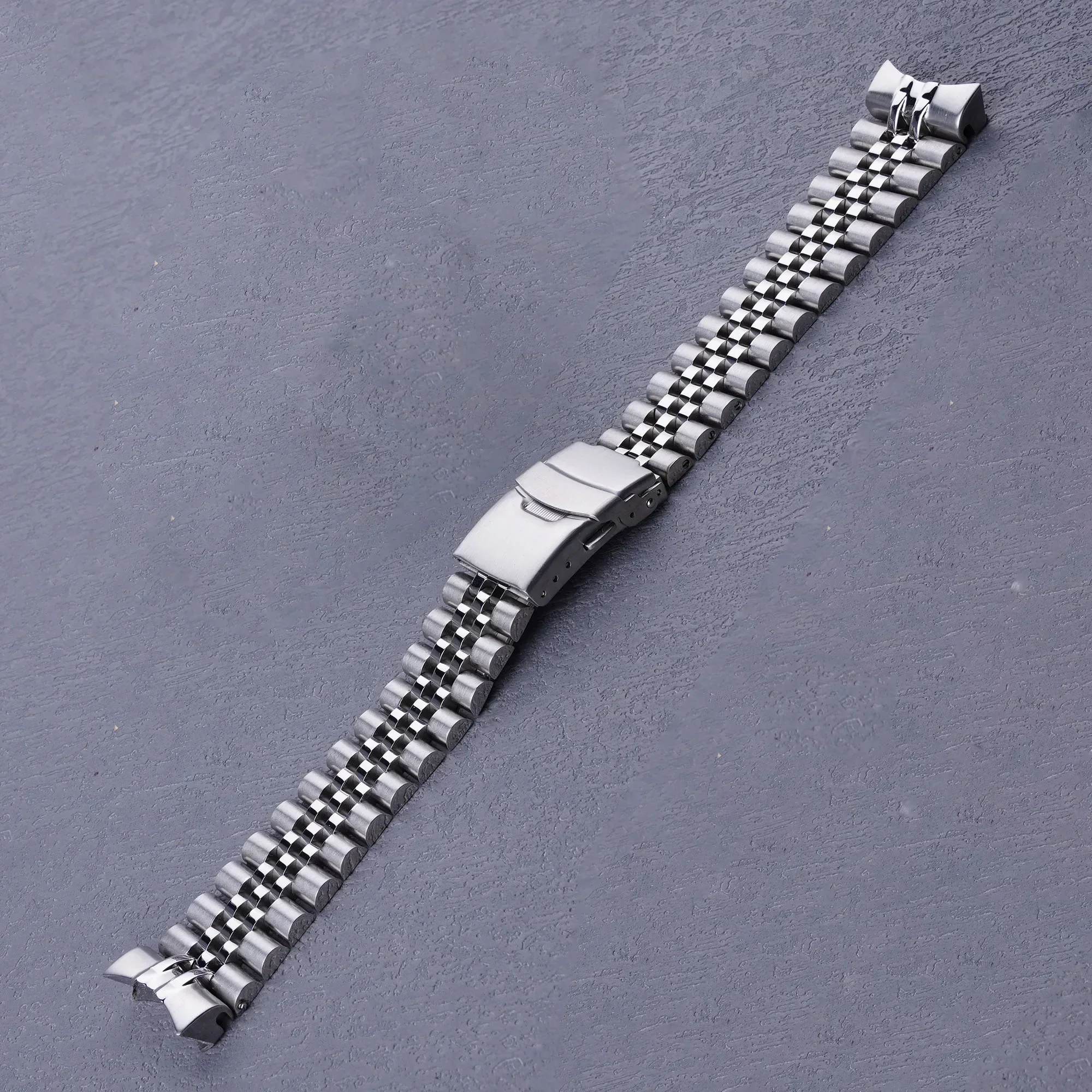 Rolamy 22mm Solid CurvedEnd Stainless Steel Silver Jubilee WatchBand Strap Luxury Bracelets For Seiko 5 GMT SSK001-5/SBSC001 003