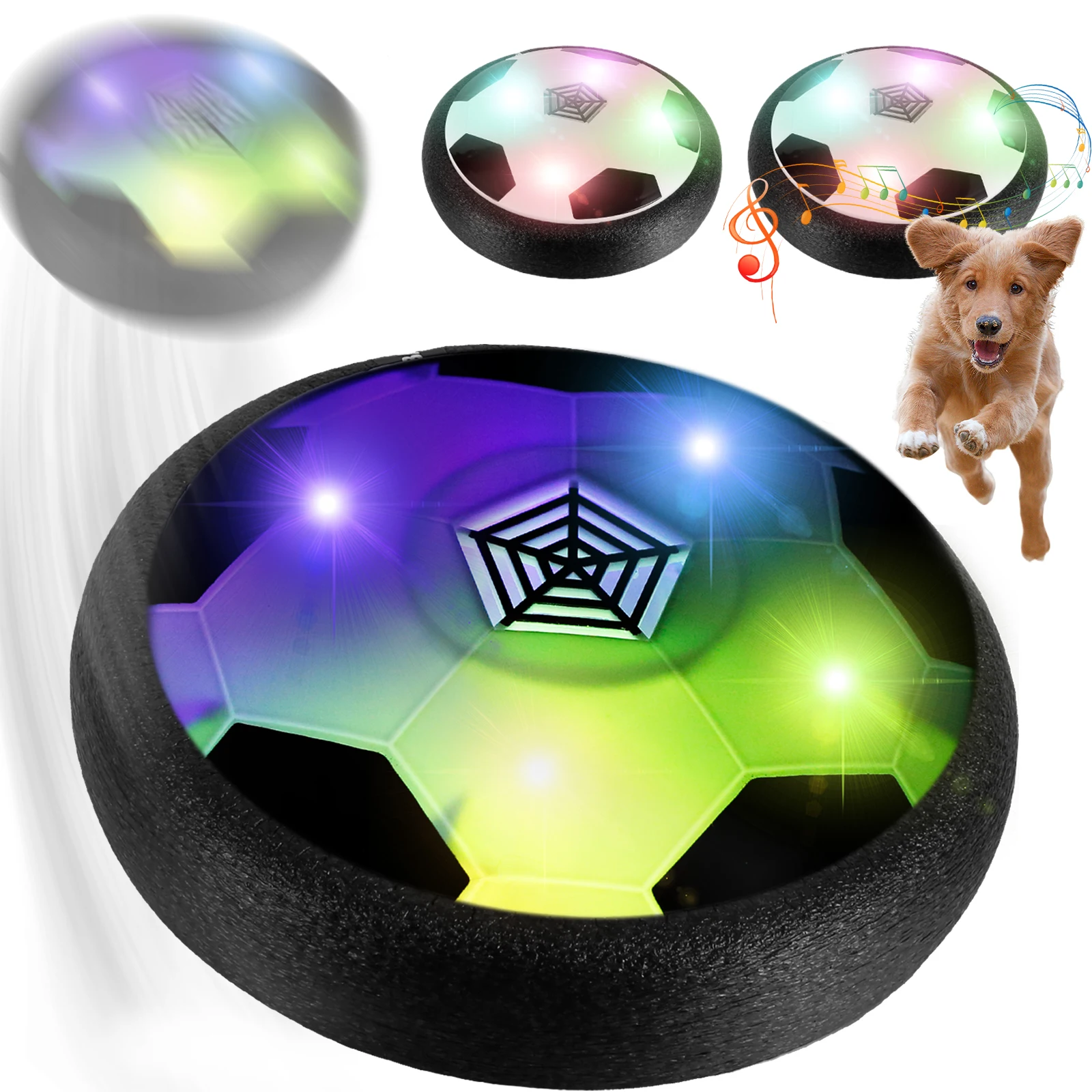 Floating Soccer Ball Indoor Air Power Football with LED Lights Music and Safe Foam Bumper Air Power Soccer Ball Creative Indoor