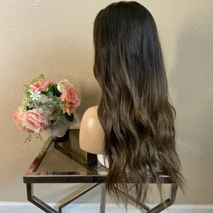 Glueless Soft Ombre Brown 28 Inch Wave 5x5 Silk Base Jewish Human Hair Wig With Baby Hair HD Lace European Hair Preplucked