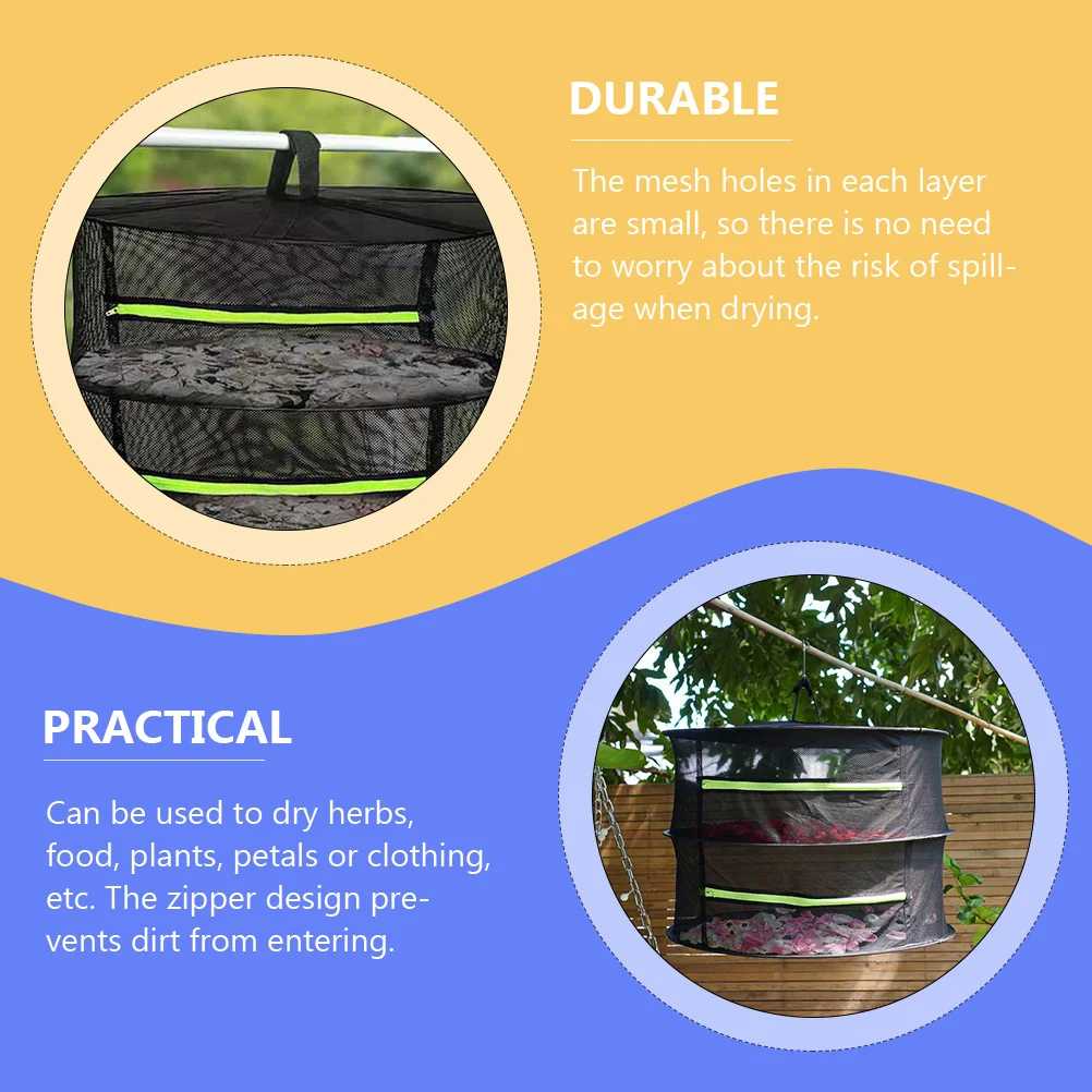 

Hanging Rack Folding Net Zipper Closure 2-Layer Drying Mesh Food Herbs Plants Clothing Drying Net For Home Storage