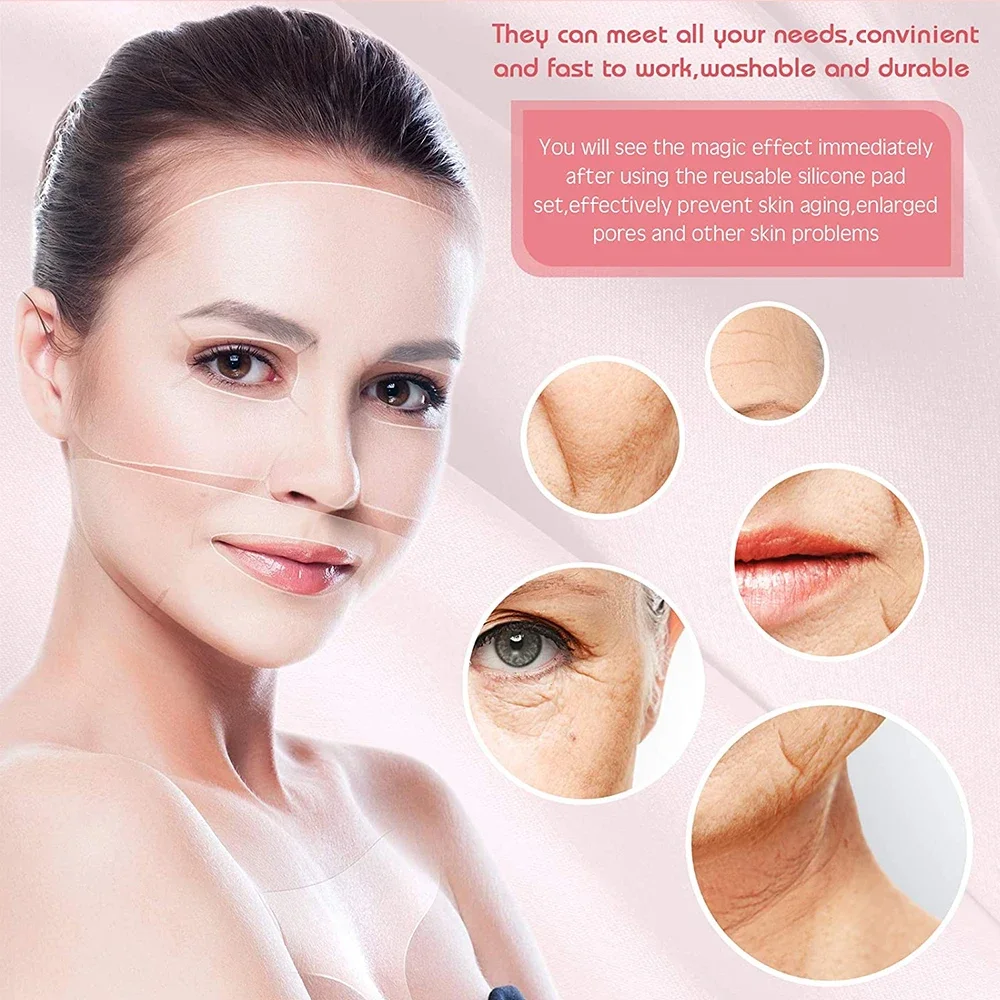 2 In 1 Silicone Face Anti-Wrinkle Pad Wrinkle Remove Neck Pad Full Face Wrinkle Patches for Smoothing Face Chest Skin Care Tools