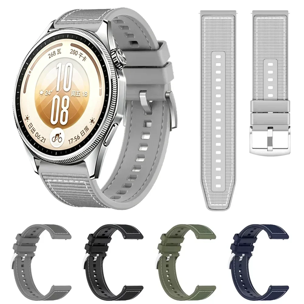 22mm Nylon Braided Composite Silicone Band for Huawei Watch GT7 Pro GT7 GT6 5 4 3 46mm GT Runner 2 Ultimate 2 Bracelet Wristband